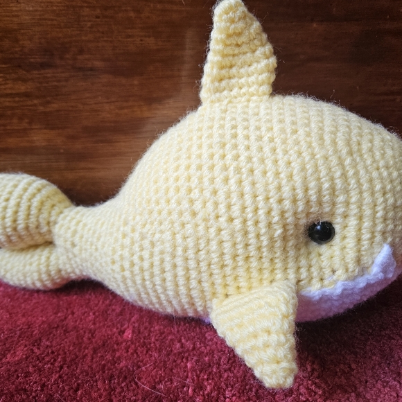 Crochet Yellow Shark Amigurumi Doll - Picture 10 of 11